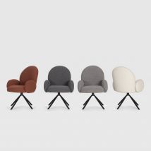 Chaise de bureau en tissu bouclette et métal - Écru - DOURO - - Style Contemporain
