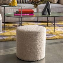 House Nordic - Pouf rond en tissu bouclette ø34cm - Beige - EJBY - - Style Scandinave