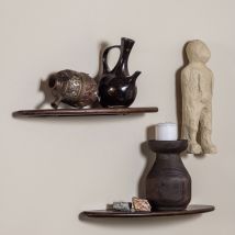 BePureHome - Lot de 2 étagères murales en bois - Bois foncé - LAYER - Bois - Style Vintage
