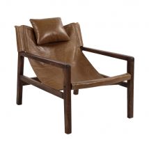 Pomax - Fauteuil en cuir et bois - Siesta - Couleur - Marron - Cuir - Style Ethnique