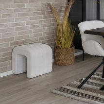 House Nordic - Pouf en tissu bouclette - Écru - COLMA - - Style Scandinave,Bohème