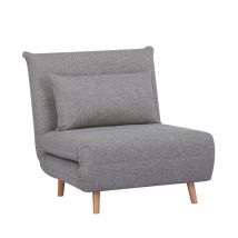 House Nordic - Fauteuil convertible en tissu et bois - Marlow - Couleur - Gris - Tissu - Style Scandinave