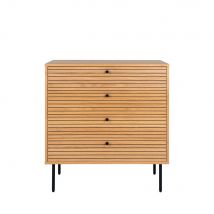 House Nordic - Commode 4 tiroirs en bois L80cm - Bois clair - KYOTO - Bois - Style Contemporain