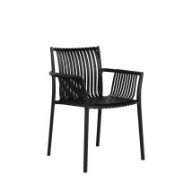 House Nordic - Lot de 4 chaises de jardin en plastique - Noir - TULSA - Plastique - Style Contemporain