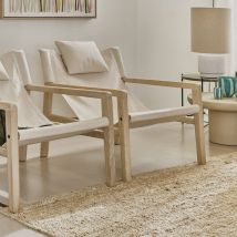 Pomax - Fauteuil en tissu et bois - Naturel - SIESTA - - Style Ethnique