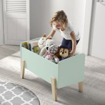 Coffre de rangement enfant en bois - Vert menthe - AULIA - Bois - Style Scandinave