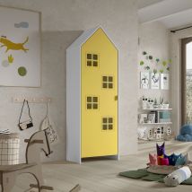 Armoire enfant en bois - Jaune - AGAMI - Bois - Style Scandinave