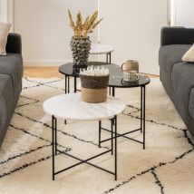 Table d'appoint ronde en marbre ø52cm - Marbre blanc - TANGARA - Marbre - Style Contemporain