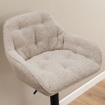 Lot de 2 tabourets de bar réglables en tissu et métal H63-84cm - Beige - CAPITO - - Style Contemporain