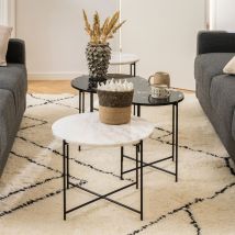 Table d'appoint ronde en marbre ø42cm - Marbre blanc - TANGARA - Marbre - Style Contemporain
