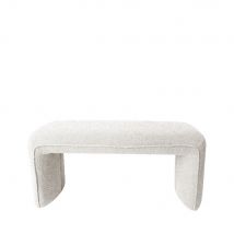 Banc rembourré en tissu bouclette L124cm - Blanc - FULL XL - - Drawer - Style Contemporain