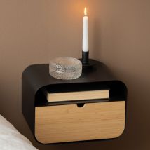 Table de chevet murale en métal - Noir - THERETRA - Métal - Style Contemporain