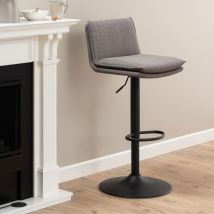 Lot de 2 tabourets de bar réglables en tissu et métal H68-89cm - Taupe - EURAME - - Style Contemporain