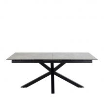 Table à manger extensible 6 à 12 personnes en céramique et métal 200-240x100cm - Gris - EUREMA - Céramique - Drawer - Style Classique