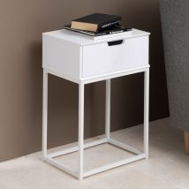 Table de chevet 1 tiroir en bois - Blanc - ESPEJITO - Bois - Drawer - Style Classique
