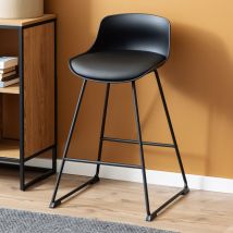Lot de 2 tabourets de bar en simili et métal H66 cm - Noir - URANIE - - Drawer - Style Industriel