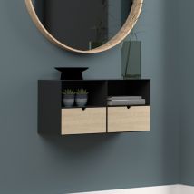 Table de chevet murale en métal - Noir - SEMATURA - Métal - Style Contemporain