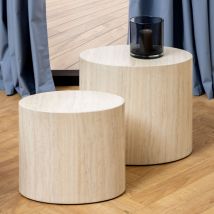 Lot de 2 tables d'appoint ovales en effet travertin - Beige - EQUICOLA - Papier - Drawer - Style Vintage