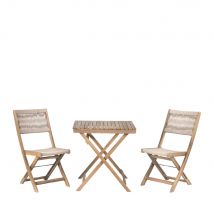 Ensemble de jardin 2 personnes en bois d'acacia et corde - Greta - Couleur - Beige - Bois - Style Bohème