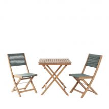 Ensemble de jardin 2 personnes en bois d'acacia et corde - Greta - Couleur - Vert - Bois - Style Bohème