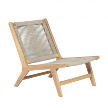 Fauteuil lounge de jardin en bois d'acacia et corde - Greta - Couleur - Taupe - Bois - Style Bohème