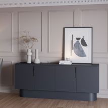 Teulat - Buffet 4 portes en bois L200 cm - Gris anthracite - TOTEM - Bois - Style Contemporain