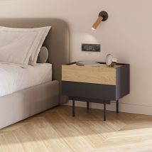 Teulat - Table de chevet 2 tiroirs en bois - Gris anthracite - OTTO - Bois - Style Contemporain