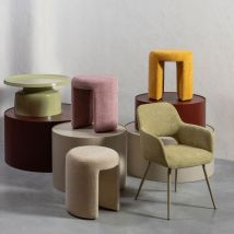 Woood - Pouf rond en tissu ø45cm - Rose - CHARLIE - - Style Contemporain