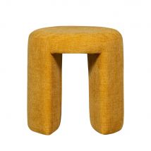 Woood - Pouf rond en tissu ø45cm - Charlie - Couleur - Jaune - Tissu - Style Contemporain