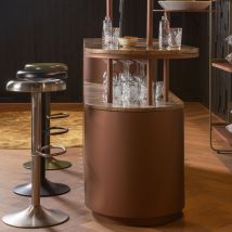 Woood - Tabouret de bar réglable en métal H61-81cm - Noir - ISAAC - Métal - Style Contemporain