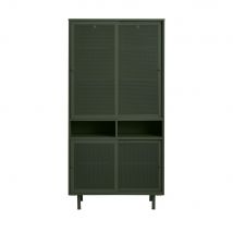 Vaisselier 4 portes, 2 niches en métal H180cm - Kiso - Couleur - Vert olive - Aluminium - Style Industriel