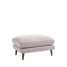 Drawer - Pouf en tissu pieds bois foncé - Naturel - VILLABON - - Style Vintage