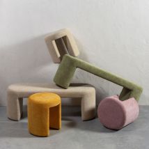 Woood - Banc en tissu L130cm - Beige - JACOB - Style Contemporain