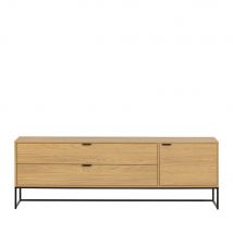 Woood - Meuble TV 1 porte 2 tiroirs en bois L180cm - Silas - Couleur - Bois clair - Bois