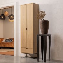 Woood - Armoire 2 portes 1 tiroir en bois H210cm - Bois clair - SILAS - Bois - Style Contemporain