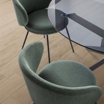 Lot de 2 chaises en tissu et métal - vert eucalyptus - Havel - - Style Contemporain