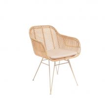 Fauteuil de table en rotin pieds beiges - Naturel - NUNUHAI - Rotin - Drawer - Style Bohème