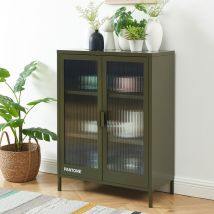 Pantone - Buffet 2 portes en métal PANTONE L75cm - Vert kaki - NINO - Métal - Style Industriel