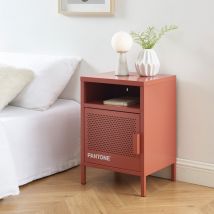 Pantone - Table de chevet 1 porte en métal PANTONE - Terracotta - NINO - Métal - Style Industriel