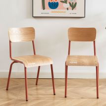 Pantone - Lot de 2 chaises en bois et métal PANTONE - Terracotta - NINO - Bois - Style Industriel