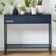 Pantone - Console 2 tiroirs en métal PANTONE L100cm - Bleu nuit - NINO - Métal - Style Industriel