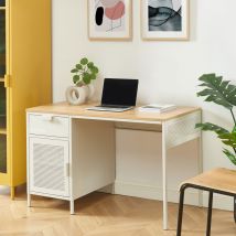 Bureau 1 porte 1 tiroir en métal PANTONE L120cm - Beige - NINO - Métal - Style Industriel