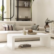 Table basse en fibre de ciment 120x55cm - Blanc - TOCOA - Béton-Ciment - Drawer - Style Contemporain