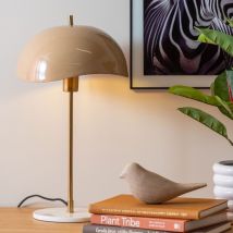 Leitmotiv - Lampe à poser en métal et marbre - Marron - WAVED DOME - Métal - Style Contemporain