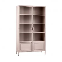 Woood - Vaisselier 2 portes en verre et métal H189cm - Ronja - Couleur - Vieux rose - Aluminium