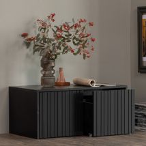 Woood - Banc d'entrée avec rangement en bois L88cm - Noir - NEW GRAVURE - Bois - Style Contemporain