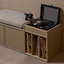 Woood - Banc d'entrée avec rangement chaussures en bois L80cm - Beige - TURNER - Bois - Style Classique