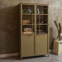 BePureHome - Vitrine 2 portes en métal H170cm - Beige - EXHIBIT - Métal - Style Industriel