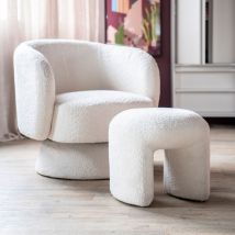 By-Boo - Pouf en Tissu bouclette - Beige - SAHI - - Style Scandinave