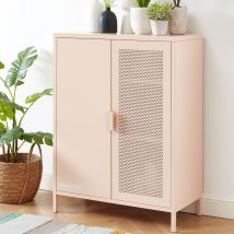 Pantone - Buffet haut 2 portes en métal PANTONE H100cm - Rose blush - NINO - Métal - Style Industriel